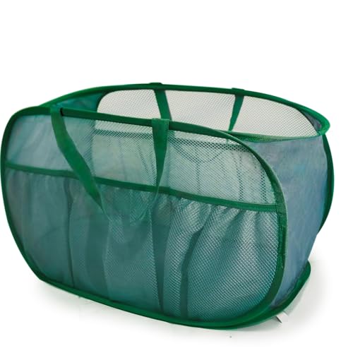 Collapsible Laundry Baskets, Upgrade Pop Up Laundry Hamper with Convenient Bags, Foldable Laundry Basket Mesh Light Weight, Easy to Carry Clothes Hampers for Laundry, Dorm, Toys, Travel Green - color: Green