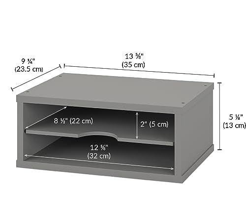 Ballucci File Organizer, 2-Tier Document Paper Sorter, Stackable Wood Desk Organizer Mail Holder, Monitor Stand with Storage Shelves, Gray - color: Gray, size: 2 Tier