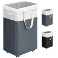 Goodpick Laundry Basket with Wheels, 75L Laundry Hamper for Dirty Clothes, College Dorm Essentials, Clothes Hamper for Livng Room, Grey&White - color: Grey & White