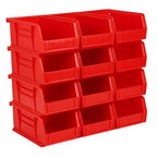 Hudson Exchange 7-1/2" x 4" x 3" (12 Pack) Plastic Stackable Storage Bin and Hanging Container, Red - color: Red, size: 12 Pack