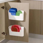 Bawuie Adhesive Cabinet Door Organizer, Lid Organizer for Food Storage Container Lid, Wall Mounted Over Pantry Door Organizer Bin Holder Caddy for Plastic Lid Kitchen Bathroom, White, 2 Pack