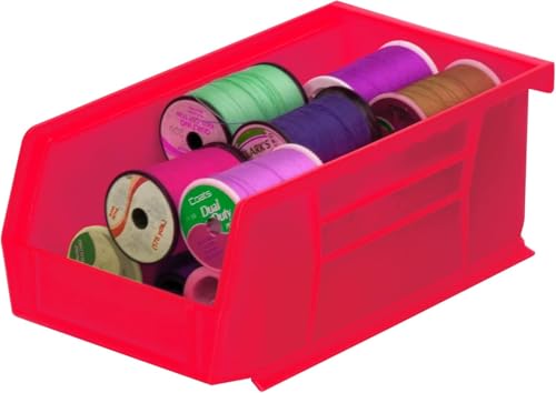 Akro-Mils 30220 AkroBins Plastic Storage Bins, Space-Saving Stackable Bins for Garage, Pantry, Craft Organization, 7" x 4" x 3", Red, 24-Pack - color: Red