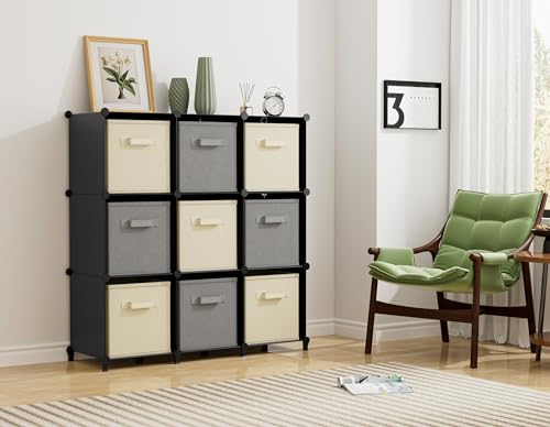 HOMIDEC Closet Organizers and Storage, 9 Cube Storage Organizer, Portable Closet Organizer Cubes Shelves for Clothes, Bedroom, Kids Room, Bathroom, Wardrobe, Garment Racks, Black - color: Black, size: Large