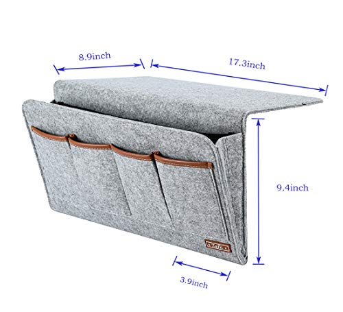 Zafit Bedside Caddy, Large Size Storage Organizer with 7 Pockets for Magazine, Remotes, Phone (17.3'' x 18.1'', Light Grey) - color: Light Grey, size: 17.3'' x 18.1''