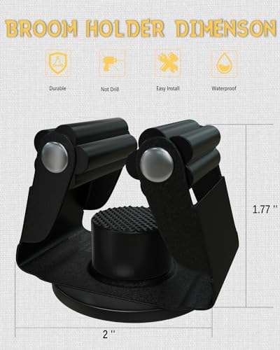 Mop Holder Magnetic, Black Steel Broom Hanger Magnetic Holder for Garden Tool, Rack Rake, Shovel Handle, Garage, Kitchen, Laundry Tools Organizer - No Drilling - 4 PCS/Gray… - size: 4 pack-Grey