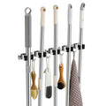 Broom Holder Wall Mount, Stainless Steel Broom Hanger Wall Mount, Heavy Duty Mop and Broom Holder Tool Racks Utility Hooks for Laundry Room Garden Garage, Black (5 Racks and 4 Hooks) - color: Black, size: 1Pack 5R4H