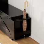 GOODONE 52" Farmhouse Shoe Cabinet with Bench, L-Shaped Shoe Storage Bench with Umbrella Stands, Tall Shoe Organizer Cabinet with Adjustable Shelves for Entryway, Living Room, and Stairwell(Black) - color: Black
