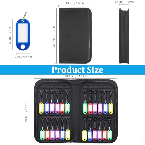 Portable Zippered Key Organizer, Waterproof Fireproof Key Case with 24 Key Hooks and Tags,Portable Key Storage for Rental Management Real Estate Sales Hotel Executives and Car Service(24 keys) - size: 24 keys