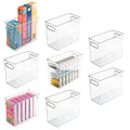mDesign Plastic Tall Food Storage Organization Container Bin with Handles for Kitchen, Pantry, Cabinet, Fridge/Freezer, Countertop - Organizer for Snacks/Appliances, Ligne Collection, 8 Pack, Clear - size: 10 x 5 x 8 (Pack of 8)