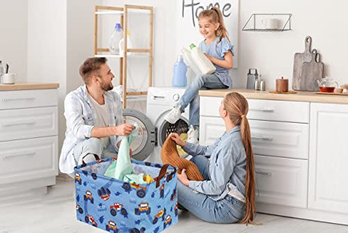 Rectangular Monster Truck Basket Organizer.Kids Baskets,Boys Storage Basket with Handles.Car Bins for Kids,Books, Gifts Storage. (Monster Trucks ) - color: Monster Trucks