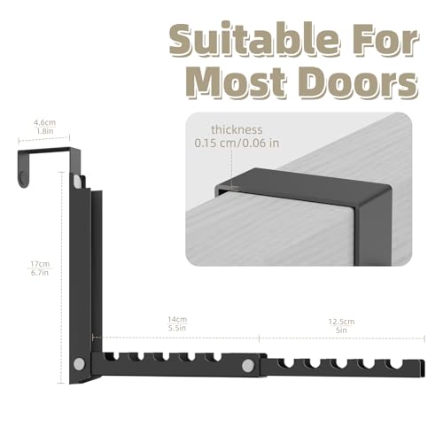 BAKON Over The Door Hooks, Small Space Double Folding Portable Over The Door Drying Rack for Laundry, Bathroom, Bedroom, Travel Storage and Drying (1Pack,Black) - color: Black