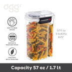 Oggi Easi Grip 57oz Moisture Proof Storage Container, Ultra Clear BPA-Free Sealable Canister, Flip Open Pouring Lid, Date Reminder Slider on Clip, Ideal Cereal Dispenser (57oz / 1.7lt) - size: 57 fl oz