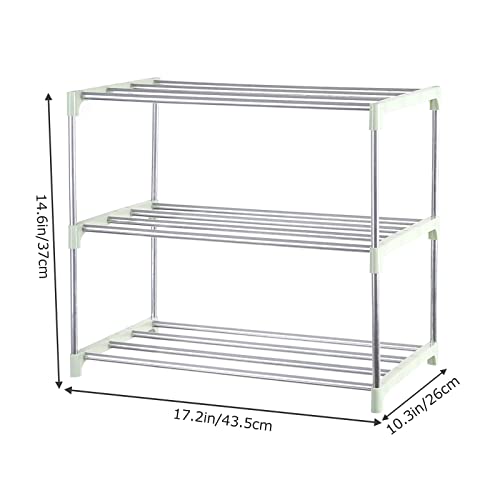 Small Shoe Rack, Narrow Stackable Shoe Shelf Organizer for Entryway, Doorway and Bedroom Closet (3-Tier, Green) - color: Green, size: 3-Tier