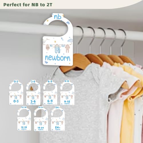 JMOST Boy Baby Closet Dividers for Nursery Closet Organizer, Newborn to 24 Months Size Clothes, Bule Hangers with Size Dividers, Double Sided - color: Bule