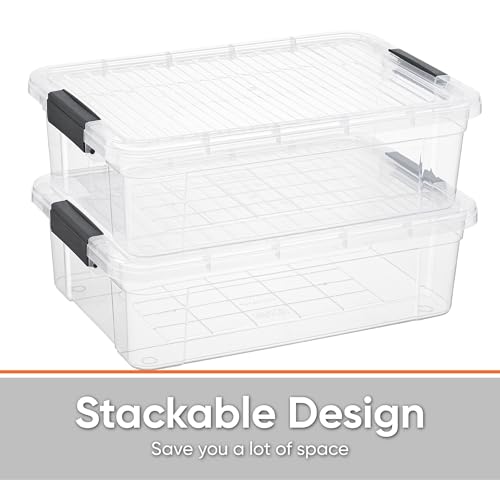 Superio 13.7 Qt Clear Plastic Storage Bins with Lids and Latches, Organizing Containers, Stackable Plastic Bin for Home, Garage, School, and Office - size: 17.5" x 12" x 5.25"