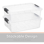 Superio 13.7 Qt Clear Plastic Storage Bins with Lids and Latches, Organizing Containers, Stackable Plastic Bin for Home, Garage, School, and Office - size: 17.5" x 12" x 5.25"