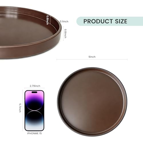 2 Pack 9" Bathroom and Vanity Tray, ABS Bathroom Counter Organizer, Coffee Table Decor for Perfume, Candles, Keys &More. Kitchen Countertop Organizer, Decorative Tray Soap Holder, Brown - color: Brown, size: 9" - 2Pcs