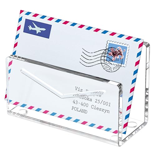 FUCDTEFC Acrylic Mail Holder, Clear Acrylic File Letter Organizer, Vertical Envelope Mail Holder for Desk, Lightweight Countertop Bill Holding Sorter Letter Invoice Stand for Home Office School - size: 1 Section Clear