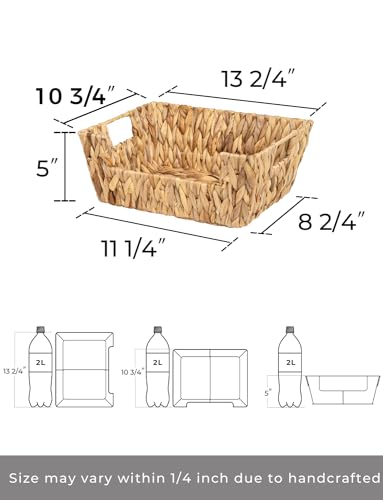 StorageWorks Wicker Basket for Pantry Organizers and Storage, Stackable Water Hyacinth Storage Baskets for Pantry Shelves, 2-Pack - color: Natural(Water Hyacinth), size: 13 ½"L x 10 ¾"W x 5"H