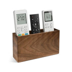 Remote Holder Hole-Free, Self-Adhesive Storage Wooden Box, Wall Mounted or Desk Mounted Container(Large Size) - size: Large