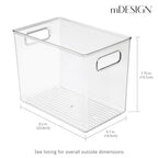 mDesign Plastic Deep Kitchen and Pantry Organizer Storage Bin with Handles for Cabinet, Fridge, Freezer - Food Storage Containers for Snacks, Yogurt Pouches or Fruit, Ligne Collection, 4 Pack, Clear - size: 10 x 6.5 x 8 (Pack of 4)