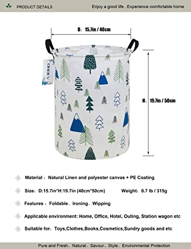Round Fabric Storage Bin,Decorative Basket,Organizer Basket with Handles,for Clothes Storage,books and 19.7inch(H) x 15.7inch(D) - color: Forest