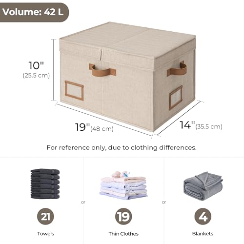 StorageWorks Large Clothes Storage Bins, Fabric Boxes with Divider Board, Baskets for Clothes, Linen Closet Organizers with Lid, Mixing of Brown & Beige, 2-Pack - color: Mixing of Brown & Beige, size: Large