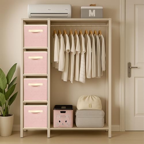 ShellKingdom Storage Bins, Foldable Fabric Storage Cubes with 3D Embossed Rose Pattern, Cloth Organizer Drawer For Closet And Toys, 10.5 X 10.5 X 11 inch, 2 Pack (Light Pink) - color: Light Pink