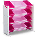 Delta Children Kids Toy Storage Organizer with 12 Plastic Bins - Greenguard Gold Certified, White/Pink - color: White/Pink