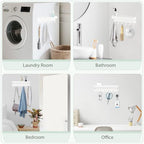 Magnetic Key Holder Wall Mount, Small Metal Key Rack with Tray, 9.6 Inch, 6 Hooks, 2 Installation Options, White - color: White