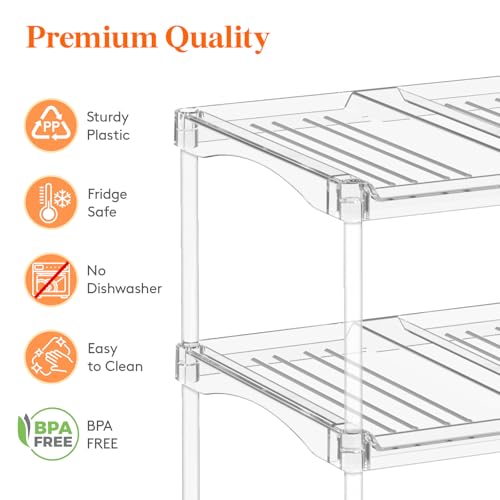 Lifewit Stackable Bottle Storage Organizer, Clear Freestanding Wine Holder for Cabinet, Large Slot Water Bottle Tumbler Organizer for Pantry, Plastic Wine Rack for Fridge Cellar, 4Tier Hold 16 - size: 4 Tier-16 Bottle