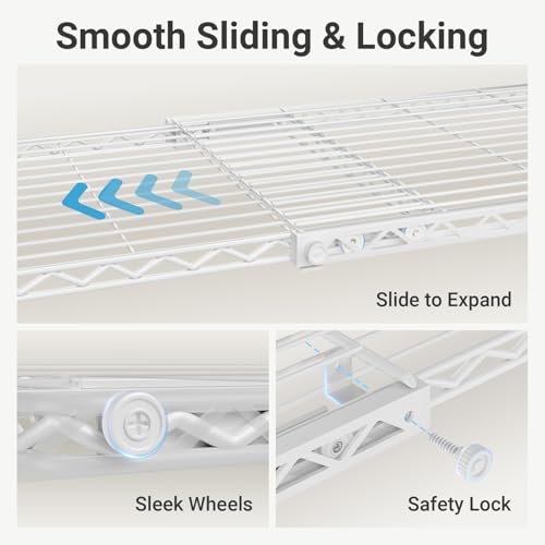 VIPEK X2 Expandable Reach-in Closet Racks Adjustable from 3'3" to 4'8" Portable Open Walk-in Closet Rack System with Flexible Shelves and Hanger Rods Clothing Rack for Hanging Clothes, White - color: White