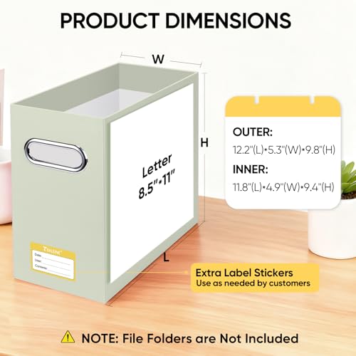 BALEINE File Organizer Box, Cardboard File Folder Organizer with Handle for Letter Size, Portable Collapsible Hanging Filing Box for Home Office Document Storage (2 Pack, Beige) - color: Beige, style: 2PK