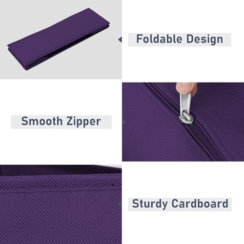 DIMJ Drawer Organizer Clothes - 20 Pack Closet Drawer Organizer Bins for Baby Clothes Storage, Fabric Dresser Organizer for Nursery Bedroom, Foldable Small Drawer Dividers for Underwear Socks - color: Purple, size: 20 Pack