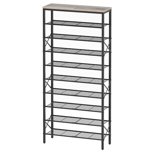 YATINEY 10 Tier Shoe Rack, Large Capacity Shoe Storage Organizer Holds 40 Pairs, Sturdy and Stable, for Entryway, Hallway, Closet, Dorm Room, Greige and Black SS10BG - color: Greige + Black, size: 27.8" x 10.8" x 65.7"