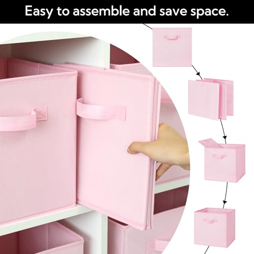 Cupic Cupid 13x13 Storage Cubes, 6 Pack Open Storage Bins with Handles, Storage Cube Organizer for Clothes and Toys, Collapsible Cube Bins for Closet, Shelves, Offices, Pink - color: Pink, size: 13 Inch