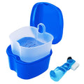 Dental Retainer Cup Holder Mouthguard Cleaning Case with Strainer Basket, Denture Bath Box Storage Cup Holder for Travel Cleaning - Dark Blue - color: Dark Blue