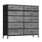 VASICAR Gray Dresser for Bedroom with 12 Deep Drawers, Wide Chest of Drawers, Wood Top TV Stand, Tall Fabric Storage Cabinet for Closet, Nursery, Kid's Room - color: Carbon Grey