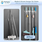 5 Pack Heavy Duty Mop and Broom Holder Wall Mount, No Drill Self Adhesive Stainless Steel Hanger with Hooks, Anti-Slip Tool Organizer for Bathroom, Kitchen, Garage, Laundry Room (5, Silver) - color: Silver-5