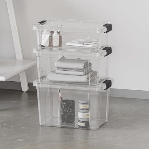 Superio Clear Plastic Storage Bin with Lid, 3.5 Qt, Non-Toxic, BPA Free, Odor Free, Organizer Storage Box, Stackable Plastic Tote for Home, Garage, School, and Office, X-Small - size: 9.75" x 6.6" x 4.75"