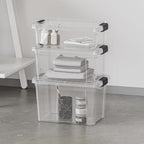Superio Clear Plastic Storage Bin with Lid, 3.5 Qt, Non-Toxic, BPA Free, Odor Free, Organizer Storage Box, Stackable Plastic Tote for Home, Garage, School, and Office, X-Small - size: 9.75" x 6.6" x 4.75"