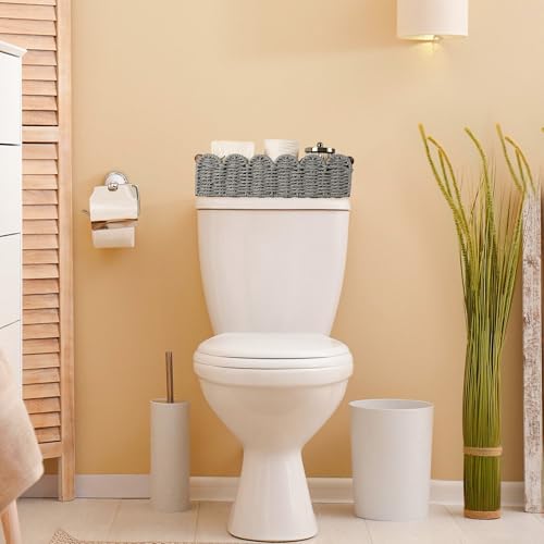 Toilet Paper Storage Basket Bathroom Counter Organizer Wicker Baskets for Organizing Cute Basket for Bedroom Nursery Room Kitchen Bathroom Decor-Gray - color: Gray