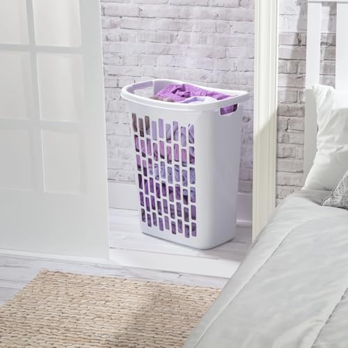 Rectangular Open Plastic Laundry Basket, Suitable for Small Spaces, White