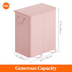 Lifewit Double Laundry Hamper with Lid and Removable Laundry Bags, Large Collapsible 2 Dividers Dirty Clothes Basket with Handles for Bedroom Laundry Room Closet Bathroom College, 155L Pink - color: Pink, size: 155L