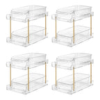 LAREKUN4pack 2-Tier Organizer & Storage Unit Stackable Bathroom Cabinet Organizer Pull-Out Kitchen Pantry Organizer & Storage System Suitable for Countertops, Pantries, Kitchens, Bathrooms - style: 4pack