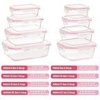 Vtopmart 8 Pack Glass Food Storage Containers with Airtight Lids, Glass Meal Prep Containers, Lunch Containers for Microwave, Oven, Freezer and Dishwasher, BPA Free - color: Pink
