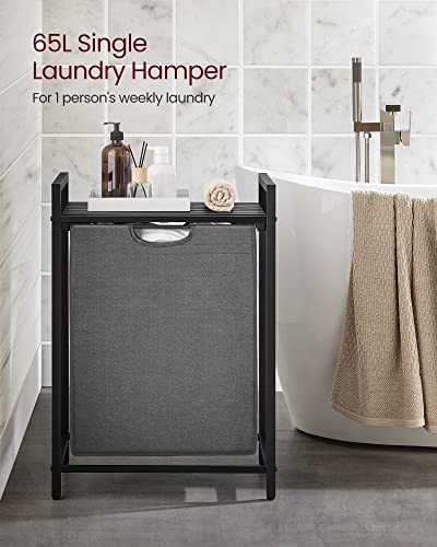 VASAGLE Laundry Hamper, Laundry Basket, Laundry Sorter with A Pull-Out and Removable Bag, Shelf, Metal Frame, 17.2 Gallons (65 L), 19.7 x 13 x 28.4 Inches, Gray and Black UBLH101G01 - color: Slate Gray + Charcoal Gray, size: 1 Bags - 65 L