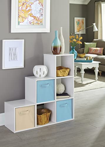 ClosetMaid Cubeicals 3-2-1 Cube Storage Shelf Organizer Bookshelf, 3 Tier, Steps, Corner Unit, Easy Assembly, Wood, White Finish - color: White, size: 3-2-1-Cube