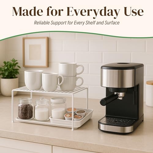 Evelots Kitchen Cabinet Wire Shelf Organizer/Rack - 4 Pack Sturdy Metal Shelf Risers - Double Your Counter Space - Great for Kitchen, Freezer, Pantry and Bathroom - Rustproof - White - color: White - Regular, size: Set of 4