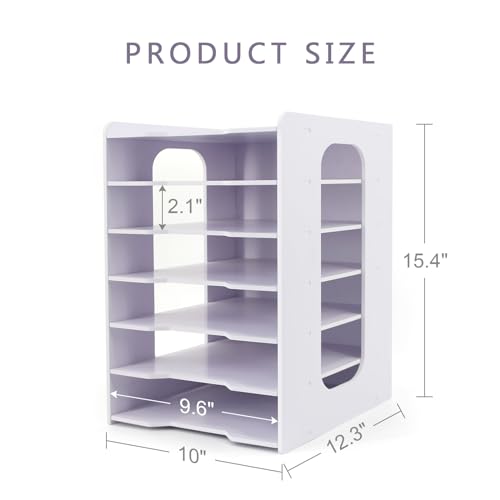 SONGWAY File Organizer for Desk - Desk Organizer for Document, Multifunctional 7 Tier Vertical File Holder, Paper Holder Organizer, Desktop File Organizer for Home Office School Decorations, White - size: 7 Tier